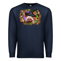 Navy halloween pig Premium Sweatshirt - CowhideDigitalArt