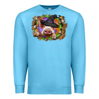 Ocean Blue halloween pig Premium Sweatshirt - CowhideDigitalArt