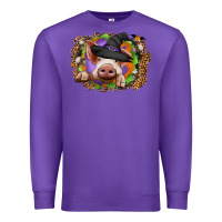 Purple halloween pig Premium Sweatshirt - CowhideDigitalArt