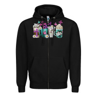 Black blessed coffee cups Zipper Hoodie - texasbilliewilder