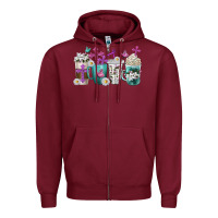 Burgundy blessed coffee cups Zipper Hoodie - texasbilliewilder