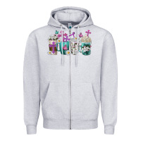 Heather Grey blessed coffee cups Zipper Hoodie - texasbilliewilder