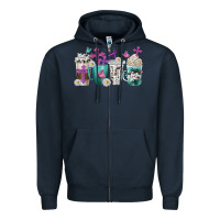 Navy blessed coffee cups Zipper Hoodie - texasbilliewilder