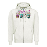 Oatmeal Heather blessed coffee cups Zipper Hoodie - texasbilliewilder
