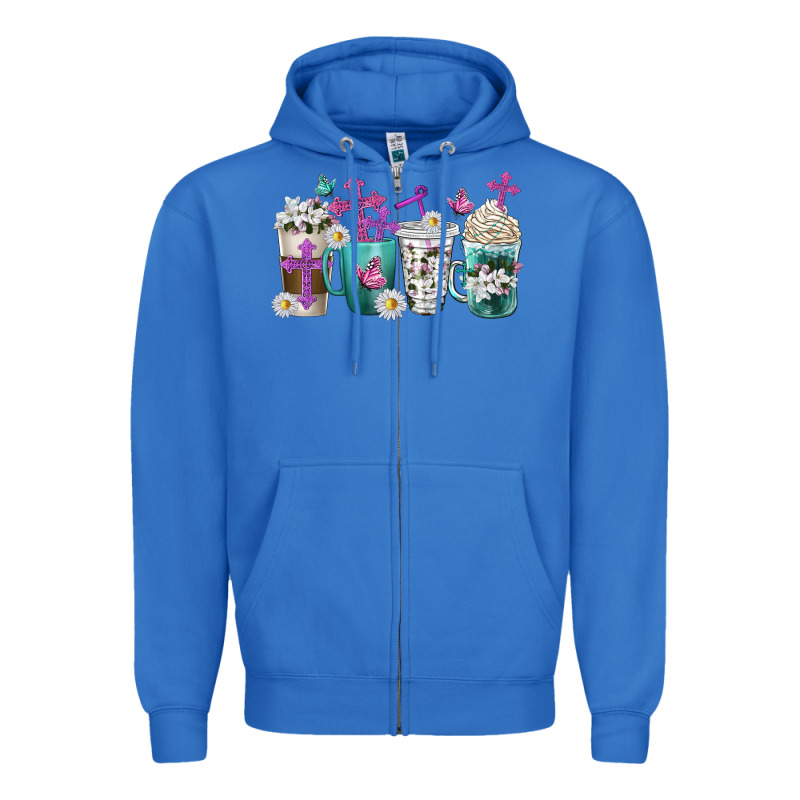 Blessed Coffee Cups Zipper Hoodie by texasbilliewilder | Teevron