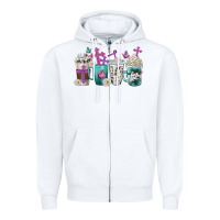 White blessed coffee cups Zipper Hoodie - texasbilliewilder
