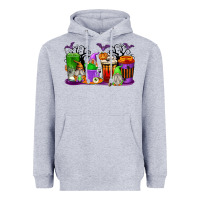 Heather Grey Halloween Gnomes Coffee Cups Heavyweight Hoodie - texasbilliewilder