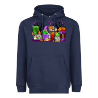 Navy Halloween Gnomes Coffee Cups Heavyweight Hoodie - texasbilliewilder