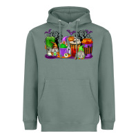 Sage Halloween Gnomes Coffee Cups Heavyweight Hoodie - texasbilliewilder