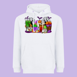Halloween Gnomes Coffee Cups Heavyweight Hoodie Designed By Texasbilliewilder