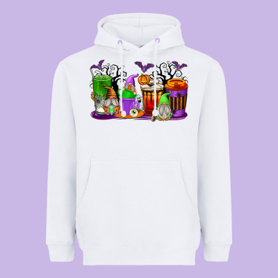 Halloween Gnomes Coffee Cups Heavyweight Hoodie Designed By Texasbilliewilder