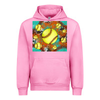Fuchsia Pink softball cowhide turquoise glitter tumbler Urban Hoodie - Jasminsmagicworld