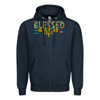 Navy blessed life western Zipper Hoodie - texasbilliewilder