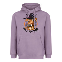 Lavender Halloween Cow Moo I Mean Boo Heavyweight Hoodie - texasbilliewilder