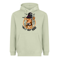 Matcha Halloween Cow Moo I Mean Boo Heavyweight Hoodie - texasbilliewilder