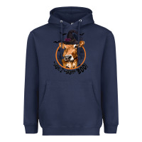 Navy Halloween Cow Moo I Mean Boo Heavyweight Hoodie - texasbilliewilder