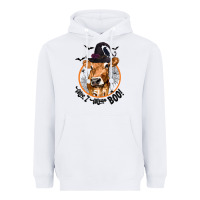 White Halloween Cow Moo I Mean Boo Heavyweight Hoodie - texasbilliewilder