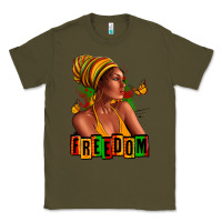 Army Green Juneteenth freedom afro woman Classic Tee - RanaPortraitStore