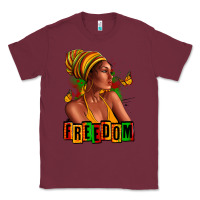 Burgundy Juneteenth freedom afro woman Classic Tee - RanaPortraitStore