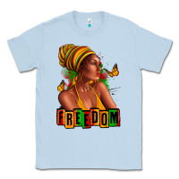 Dusty Blue Juneteenth freedom afro woman Classic Tee - RanaPortraitStore