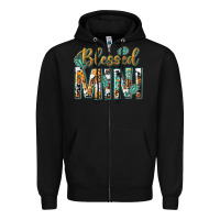 Black blessed mini with leopard and aztec Zipper Hoodie - texasbilliewilder