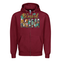 Burgundy blessed mini with leopard and aztec Zipper Hoodie - texasbilliewilder