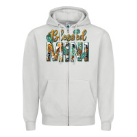 Dove Grey blessed mini with leopard and aztec Zipper Hoodie - texasbilliewilder