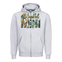 Heather Grey blessed mini with leopard and aztec Zipper Hoodie - texasbilliewilder