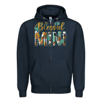 Navy blessed mini with leopard and aztec Zipper Hoodie - texasbilliewilder