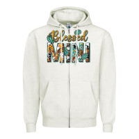 Oatmeal Heather blessed mini with leopard and aztec Zipper Hoodie - texasbilliewilder