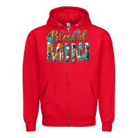 Red blessed mini with leopard and aztec Zipper Hoodie - texasbilliewilder
