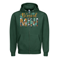 Sports Green blessed mini with leopard and aztec Zipper Hoodie - texasbilliewilder