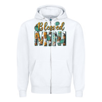 White blessed mini with leopard and aztec Zipper Hoodie - texasbilliewilder