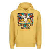 Antique Gold cowboys and beers Premium Hoodie - NancyCooperArtShop