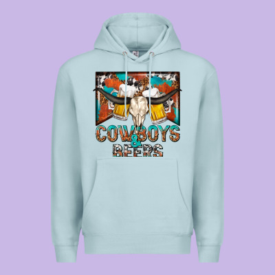 Cowboys And Beers Premium Hoodie Designed By Nancycooperartshop