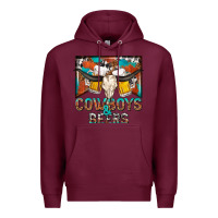 Burgundy cowboys and beers Premium Hoodie - NancyCooperArtShop