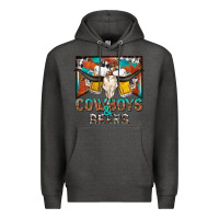 Charcoal Heather cowboys and beers Premium Hoodie - NancyCooperArtShop