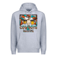 Heather Grey cowboys and beers Premium Hoodie - NancyCooperArtShop