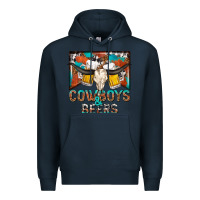 Navy cowboys and beers Premium Hoodie - NancyCooperArtShop