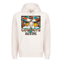 Pale Pink cowboys and beers Premium Hoodie - NancyCooperArtShop