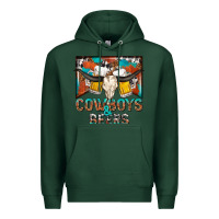 Sports Green cowboys and beers Premium Hoodie - NancyCooperArtShop