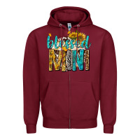 Burgundy blessed mini with sunflowers Zipper Hoodie - texasbilliewilder