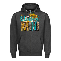 Charcoal Heather blessed mini with sunflowers Zipper Hoodie - texasbilliewilder