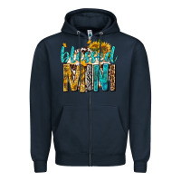 Navy blessed mini with sunflowers Zipper Hoodie - texasbilliewilder