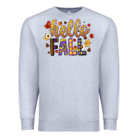 Heather Grey hello fall Premium Sweatshirt - CowhideDigitalArt