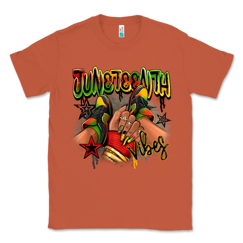 Juneteenth Vibes Black Girl Sneakers Classic Tee by RanaPortraitStore | Teevron