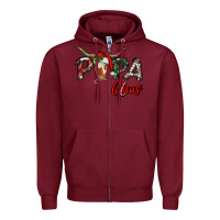 Burgundy Papa Claus With Long Horn Western Christmas Zipper Hoodie - RanaPortraitStore