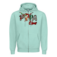 Seafoam Papa Claus With Long Horn Western Christmas Zipper Hoodie - RanaPortraitStore