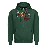 Sports Green Papa Claus With Long Horn Western Christmas Zipper Hoodie - RanaPortraitStore