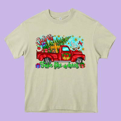 Jesus Take The Wheel Heavy Core Tee Designed By Cowhidedigitalart